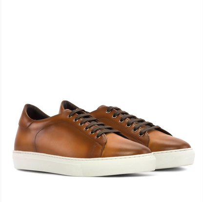 Cognac Leather Trainer - Mr. Dan1els Bespoke Shoes