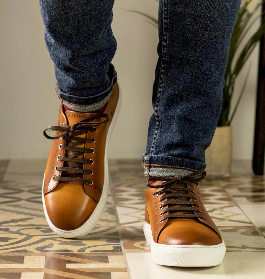 Cognac Leather Trainer - Mr. Dan1els Bespoke Shoes