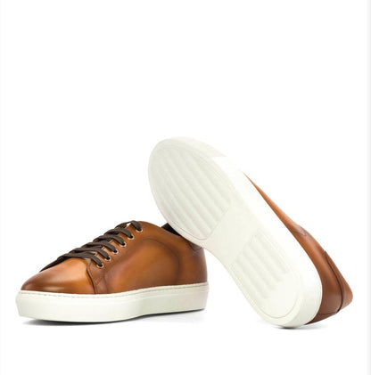 Cognac Leather Trainer - Mr. Dan1els Bespoke Shoes