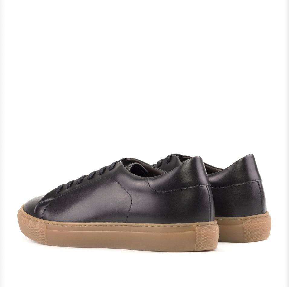 Black Gum Bottom Leather Trainer - Mr. Dan1els Bespoke Shoes