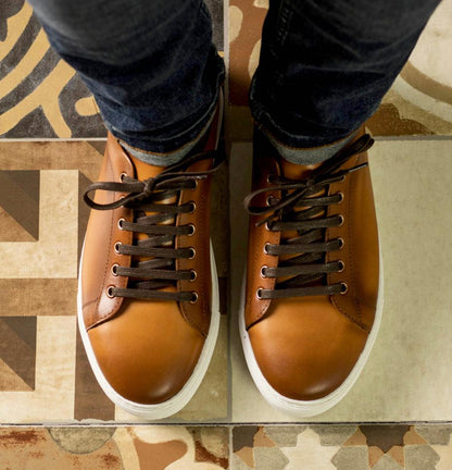 Cognac Leather Trainer - Mr. Dan1els Bespoke Shoes