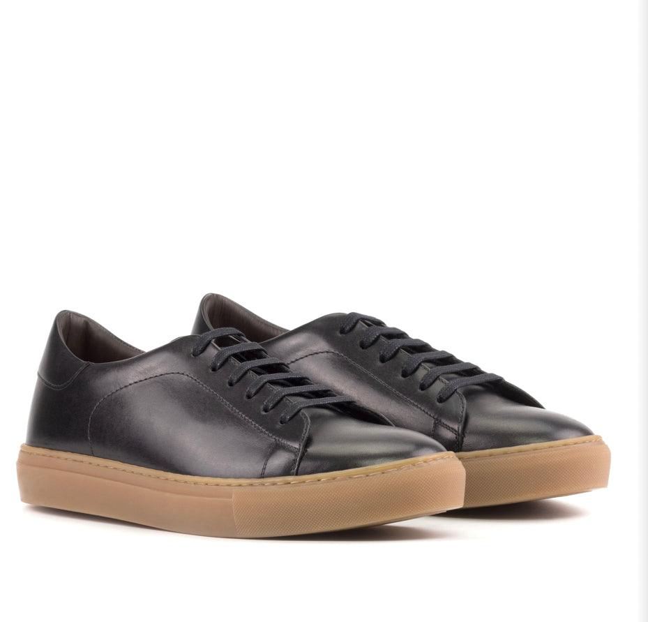 Black Gum Bottom Leather Trainer - Mr. Dan1els Bespoke Shoes