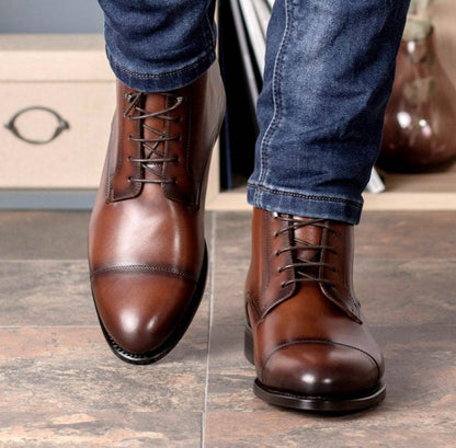 Brown Box Jumper Boot - Mr. Dan1els Bespoke Shoes